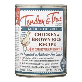 Tender & True Chicken & Brown Rice Wet Dog Food – Humanely Raised, Antibiotic-Free Recipe (13.2 oz, Case of 12)