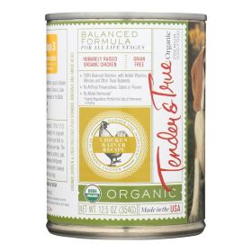 Tender & True Organic Chicken & Liver Wet Dog Food – 95%+ Organic, Humanely Raised Recipe (12.5 oz, Case of 12)
