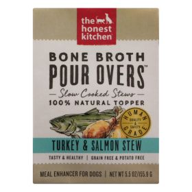 The Honest Kitchen Turkey & Salmon Bone Broth Wet Dog Food – Human-Grade Stew Recipe (5.5 oz, Case of 12)
