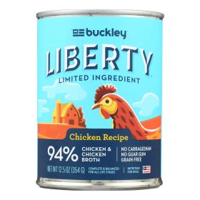 Buckley Liberty Wet Dog Food – Chicken Recipe (12.5 oz Cans, Case of 12) – Complete & Balanced Meal with Vegetables