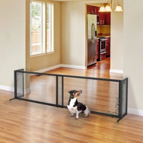Richell Large Freestanding Metal Mesh Dog Gate – Black, 40–71" Wide