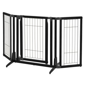 Richell Premium Plus Freestanding Dog Gate with Door – Black