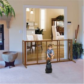 Richell Large Deluxe Freestanding Dog Gate with Door – 61.8–90.2" Wide