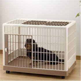 Richell Large Pet Training Crate with Casters – Up to 44 lbs