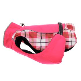 Alpine All-Weather Dog Coat | Waterproof Fleece-Lined Winter Dog Jacket (Color: Raspberry Plaid, size: X-Small)