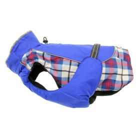 Alpine All-Weather Dog Coat | Waterproof Fleece-Lined Winter Dog Jacket (Color: Royal Blue Plaid, size: X-Small)