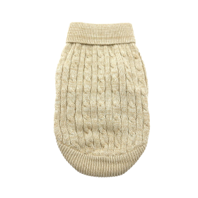 Combed Cotton Cable Knit Dog Sweater | Classic 100% Cotton Pet Sweater (Color: Oatmeal, size: XX-Small)