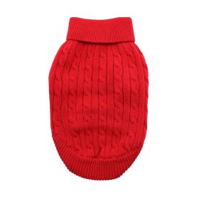 Combed Cotton Cable Knit Dog Sweater | Classic 100% Cotton Pet Sweater (Color: Fiery Red, size: XX-Small)