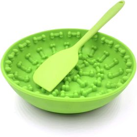 Silicone Slow Feeder Dog Bowl – Anti-Choking Pet Bowl with Puzzle Design, Non-Slip, Food-Grade Silicone for Dogs & Cats (select: BD055-green)
