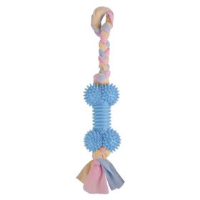 Dog Rope Chew Toy with Natural Rubber Bone – Dental Cleaning & Interactive Tug Toy for Puppies and Dogs (Color: Blue)