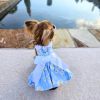Blue Daisy Dog Dress with Matching Leash | Floral Dog Harness Dress