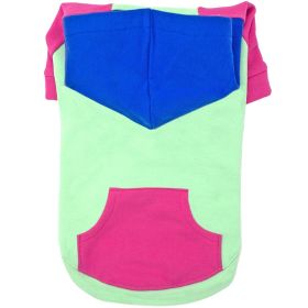 Color-Block Dog Hoodie | Stretch Cotton Dog Sweatshirt with Leash Access (Color: Pink on Mint, size: X-Large)