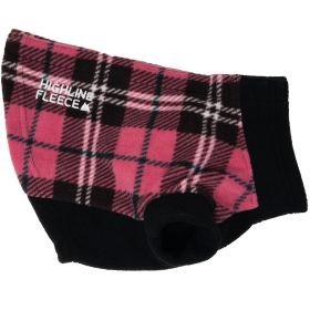 Highline Fleece Dog Coat | Lightweight Warm Fleece Dog Jacket (Color: Pink and Black Plaid, size: Size 14)