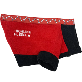 Highline Fleece Dog Coat | Lightweight Warm Fleece Dog Jacket (Color: Red and Black with Rolling Bones, size: Size 16)