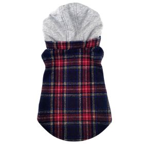 Weekender Dog Sweatshirt Hoodie | Flannel Dog Jacket with Removable Hood (Color: Red & Black Plaid Flannel, size: large)