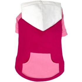 Color-Block Dog Hoodie | Stretch Cotton Dog Sweatshirt with Leash Access (Color: Pink on Pink, size: large)