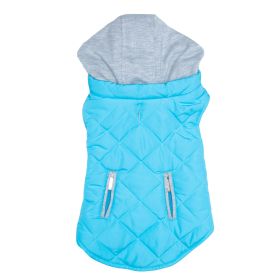Weekender Dog Sweatshirt Hoodie | Flannel Dog Jacket with Removable Hood (Color: Light Blue, size: large)
