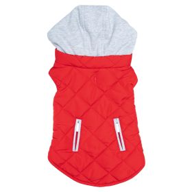 Weekender Dog Sweatshirt Hoodie | Flannel Dog Jacket with Removable Hood (Color: Red, size: large)