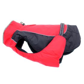 Alpine All-Weather Dog Coat | Waterproof Fleece-Lined Winter Dog Jacket (Color: Red and Black, size: medium)
