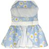 Blue Daisy Dog Dress with Matching Leash | Floral Dog Harness Dress