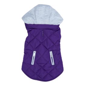 Weekender Dog Sweatshirt Hoodie | Flannel Dog Jacket with Removable Hood (Color: Purple, size: small)