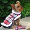 Sherpa-Lined Plaid Dog Harness Coat with Matching Leash | Warm Winter Dog Coat