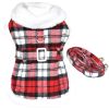 Sherpa-Lined Plaid Dog Harness Coat with Matching Leash | Warm Winter Dog Coat