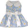 Blue Daisy Dog Dress with Matching Leash | Floral Dog Harness Dress