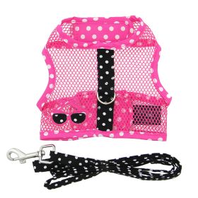 Cool Mesh Dog Harness | Under the Sea Collection | Breathable Summer Harness with Matching Leash (Color: Sunglasses Pink and Black Polka Dot, size: medium)