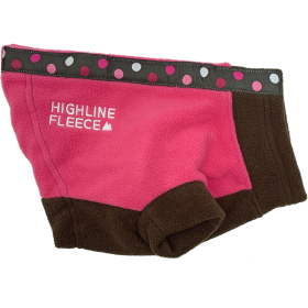 Highline Fleece Dog Coat | Lightweight Warm Fleece Dog Jacket (Color: Pink and Brown with Polka Dots, size: Size 12)