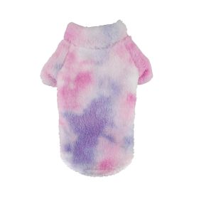 Soft Plush Dog Pullover | Cozy Fleece Dog Sweater for Winter (Color: Tie-Dye Pink & Purple, size: medium)