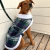 Sherpa-Lined Plaid Dog Harness Coat with Matching Leash | Warm Winter Dog Coat