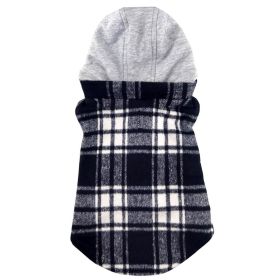 Weekender Dog Sweatshirt Hoodie | Flannel Dog Jacket with Removable Hood (Color: Black & White Plaid Flannel, size: X-Small)